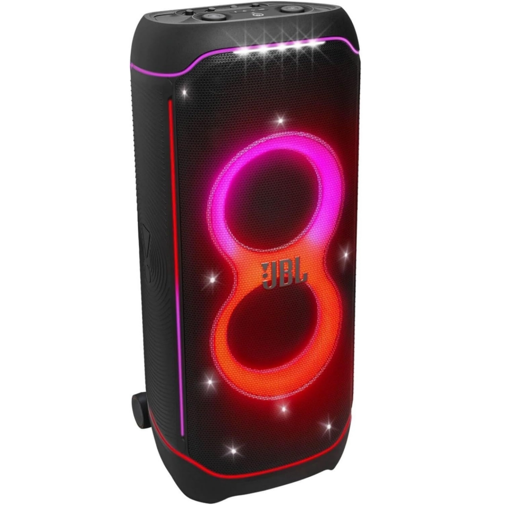 JBL Partybox Ultimate - Multi Purpose Party Speaker, with Wi-fi & Bluetooth Connectivity, Wireless, Lightshow, IPx4 Slashproof, Dual Mic & Guitar Inputs, Handle & Sturdy Wheels, Black
