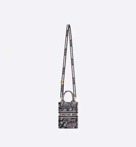 MINI DIOR BOOK TOTE PHONE BAG Blue Toile de Jouy Reverse Embroidery (13 x 18 x 5 cm)