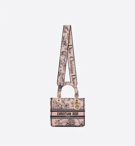 MEDIUM LADY D-LITE BAG Powder Pink Dior Jardin Botanique Embroidery