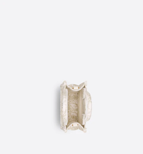 MINI DIOR BOOK TOTE PHONE BAG Dior Jardin d-Hiver Embroidery with Gold-Tone Metallic Thread (13 x 18 x 5 cm)