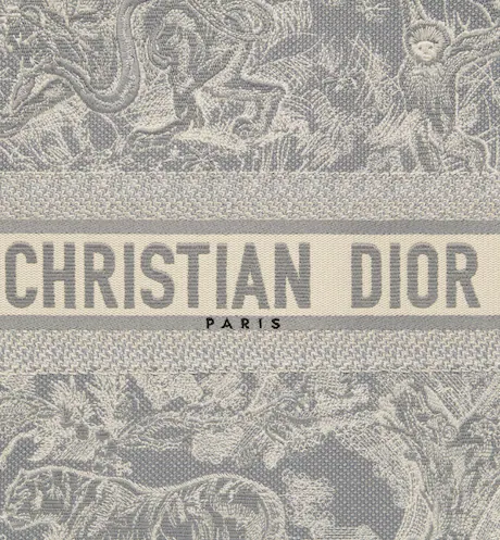 LARGE DIOR BOOK TOTE Gray Toile de Jouy Reverse Embroidery (42 x 35 x 18.5 cm)