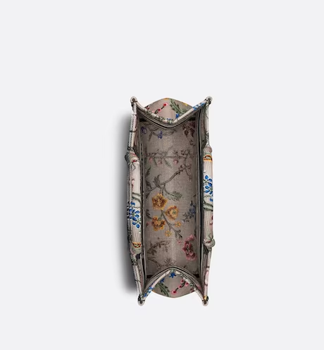 MEDIUM DIOR BOOK TOTE Pink Multicolor Dior Petites Fleurs Embroidery (36 x 27.5 x 16.5 cm)