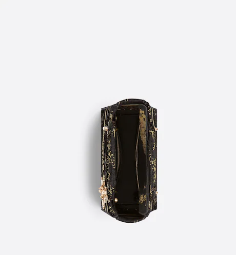 MEDIUM LADY D-LITE BAG Black Multicolor Dior Jardin d-Hiver Embroidered Cotton with Velvet and Metallic Thread