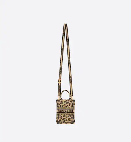 MINI DIOR BOOK TOTE PHONE BAG Beige Multicolor Mizza Embroidery (13 x 18 x 5 cm)