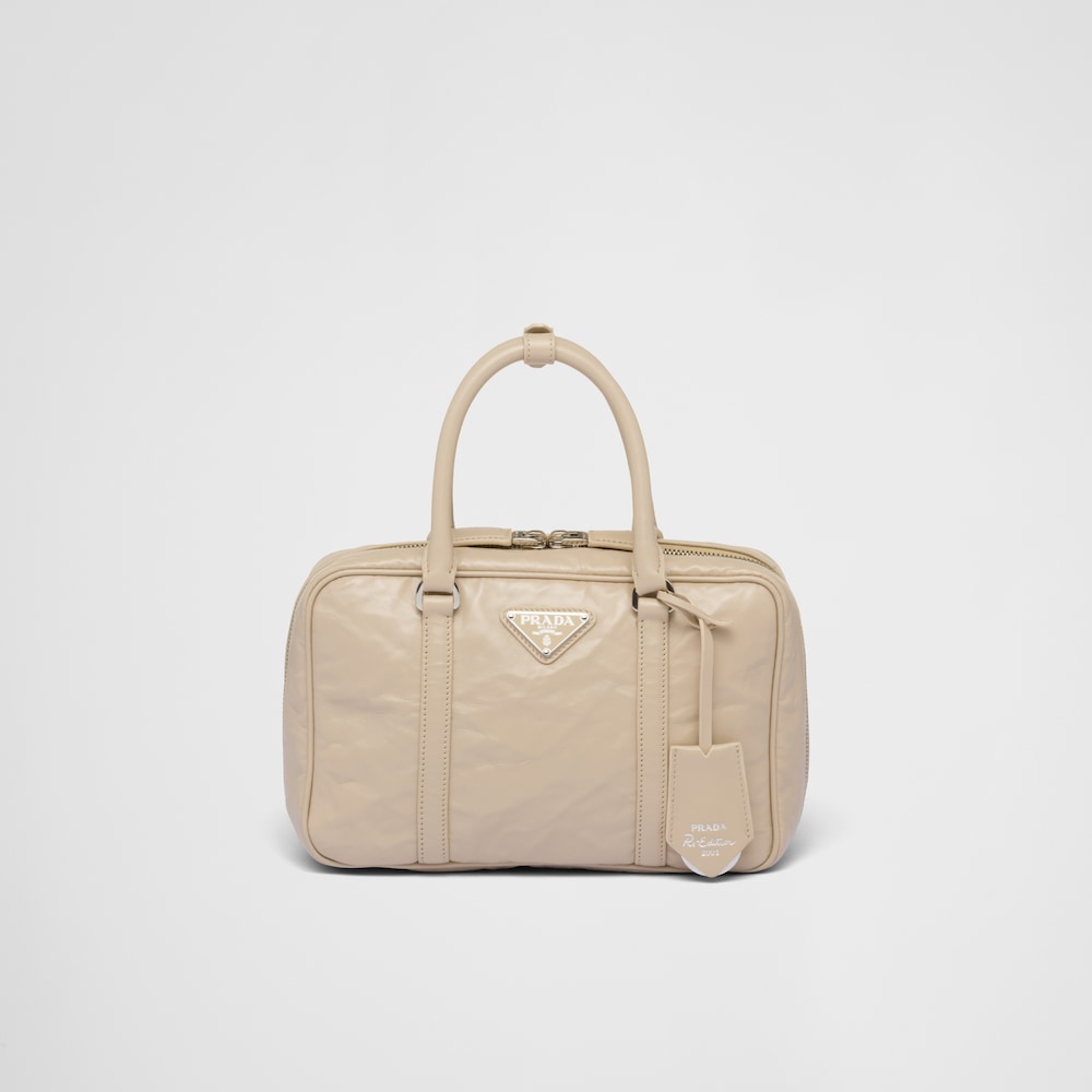 Prada Medium antique nappa leather top handle bag - Desert Beige