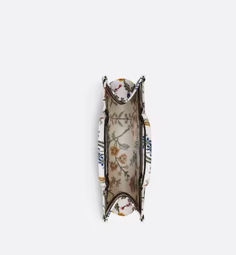 MEDIUM DIOR BOOK TOTE White Multicolor Dior Petites Fleurs Embroidery (36 x 27.5 x 16.5 cm)