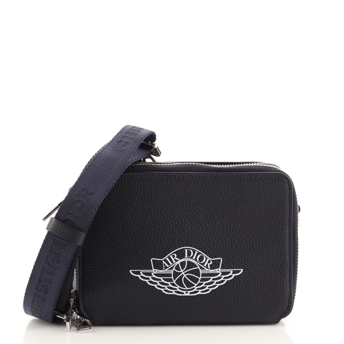 Christian Dior Air Jordan Double Zip Crossbody Pouch Printed Leather
