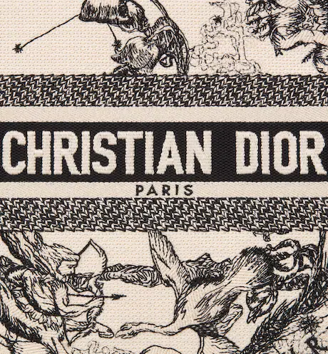 SMALL DIOR BOOK TOTE Latte Toile de Jouy Zodiac Embroidery (26.5 x 21 x 14 cm)