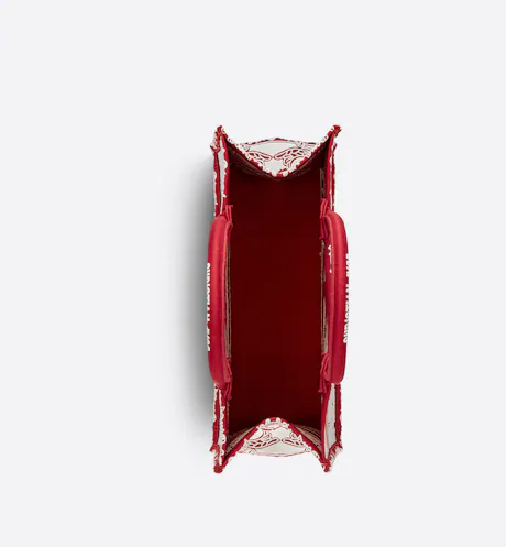 MEDIUM DIOR BOOK TOTE White and Red Dior Bandana Embroidery (36 x 27.5 x 16.5 cm)