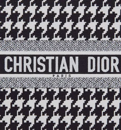 MEDIUM DIOR BOOK TOTE Black Macro Houndstooth Embroidery (36 x 27.5 x 16.5 cm)