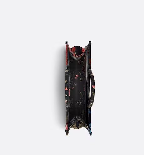 LARGE DIOR BOOK TOTE Black Multicolor Dior Birds Embroidery (42 x 35 x 18.5 cm)