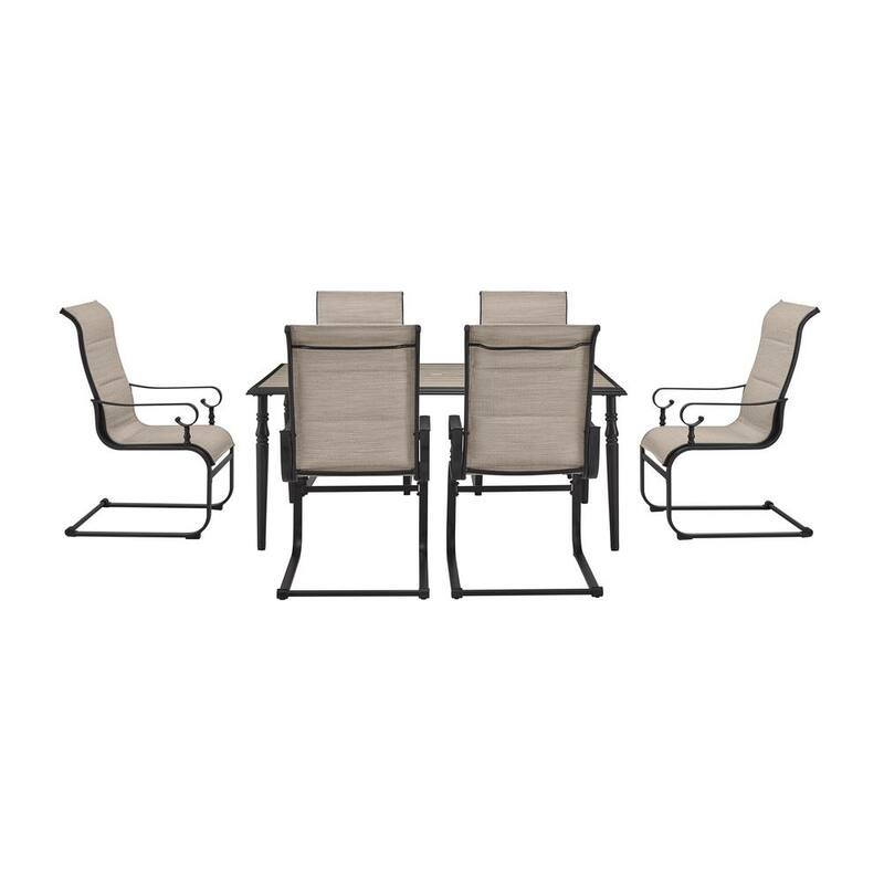 Glenridge Falls 7-Piece Metal Rectangle Outdoor Dining Set in Putty