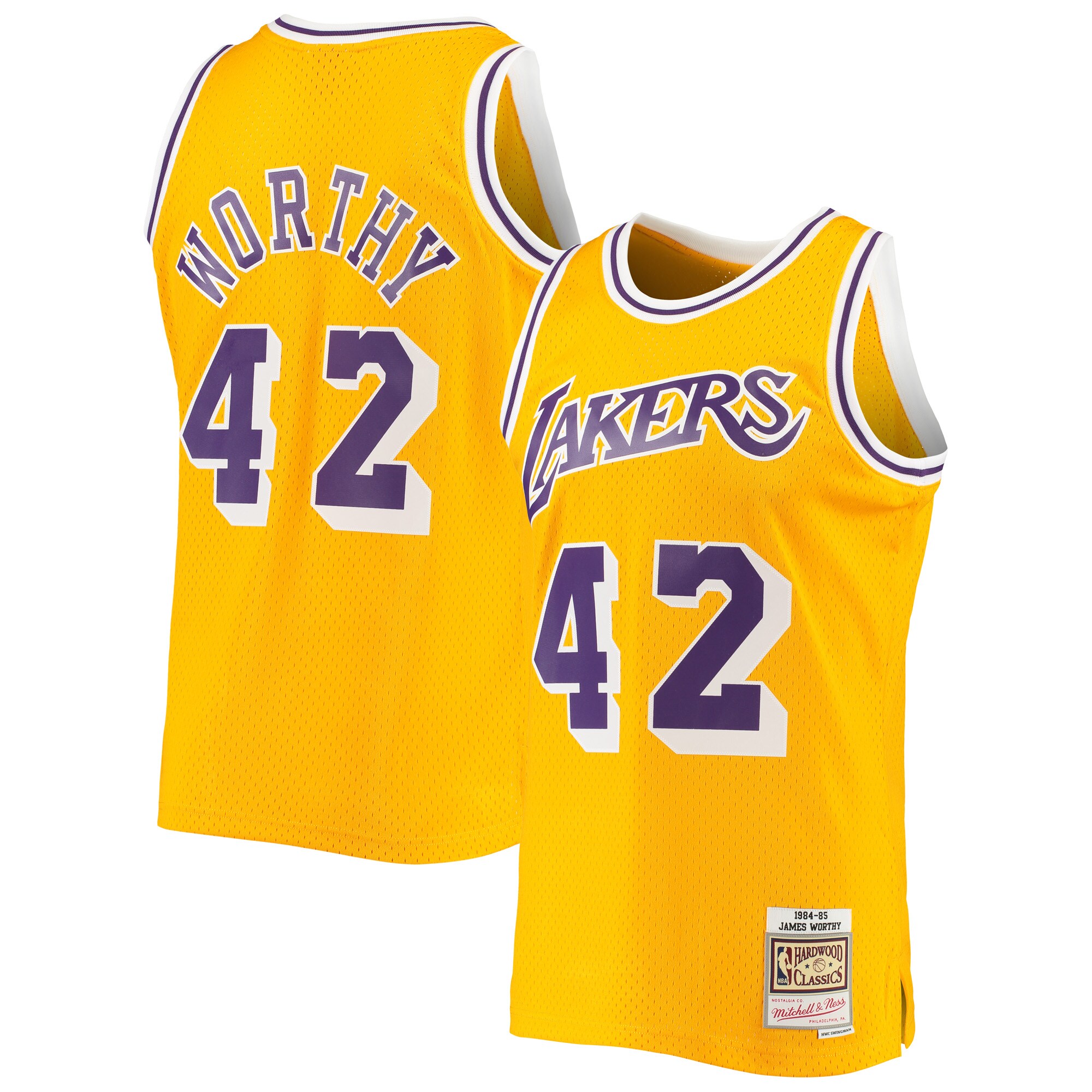 James Worthy Los Angeles Lakers Mitchell & Ness Hardwood Classics Swingman Jersey - Gold