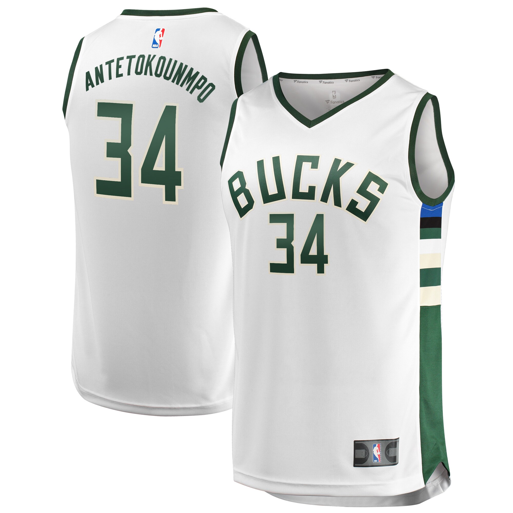 Giannis Antetokounmpo Milwaukee Bucks Fanatics Branded Youth Fast Break Replica Jersey White - Association Edition