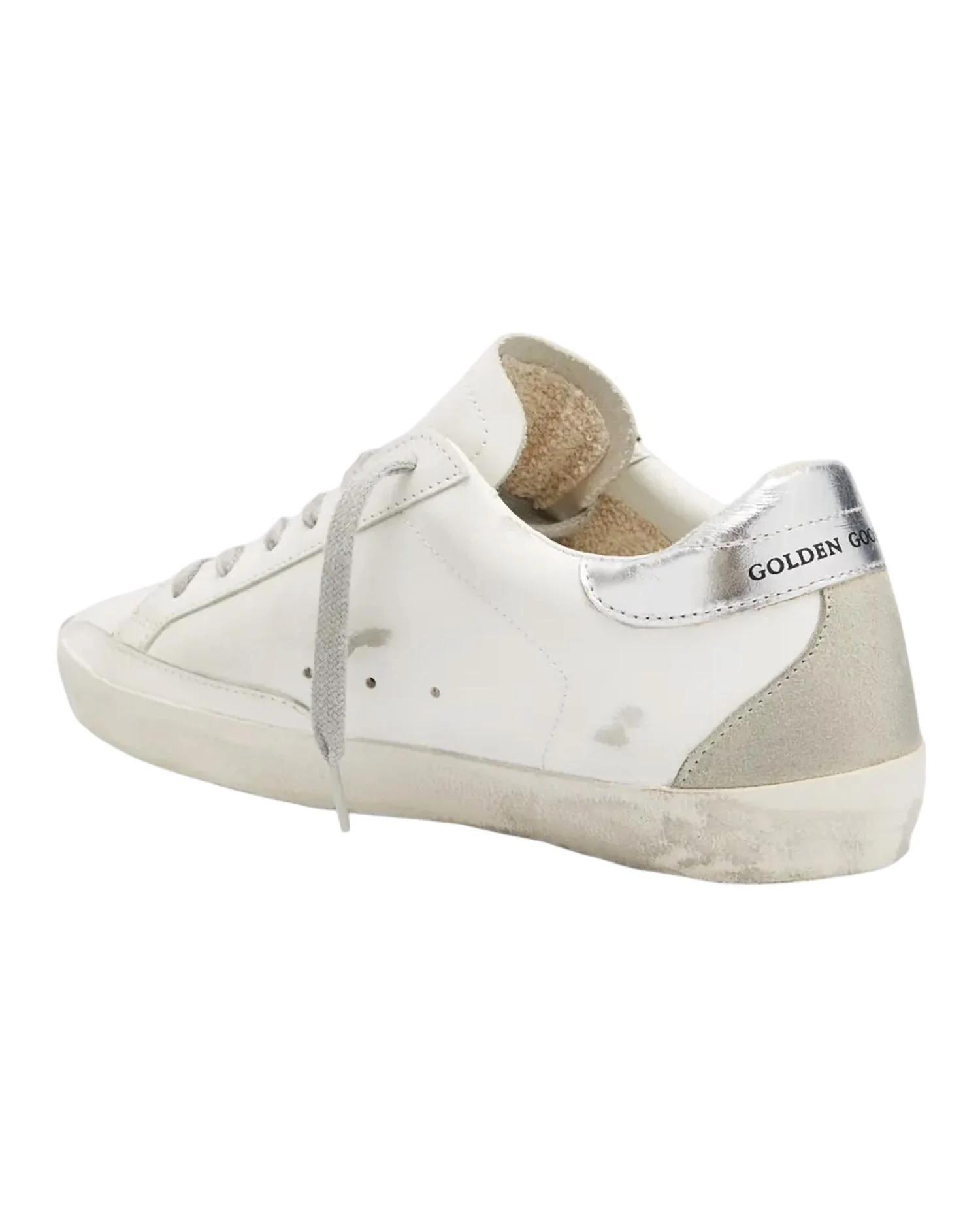 Superstar Mixed Leather Sneakers In White/ice/silver