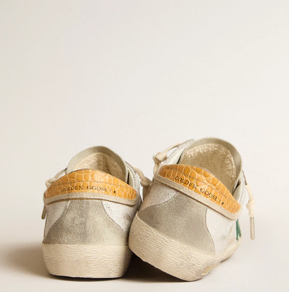Super-Star with a green suede star and yellow crocodile leather reinforcement