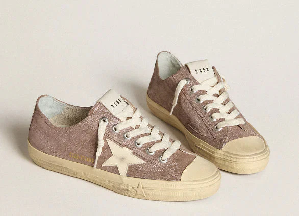 V-Star in light brown laminated suede with a cream leather star