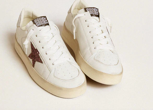 Stardan in nappa leather with a glitter star and laminated leather heel tab