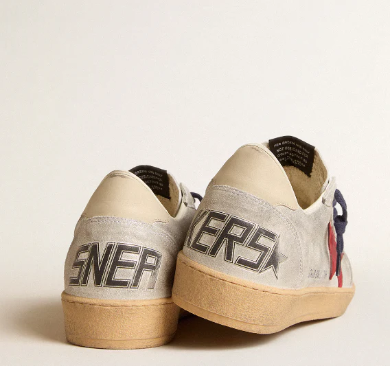Ball Star in laminated suede with a suede star and leather reinforcement
