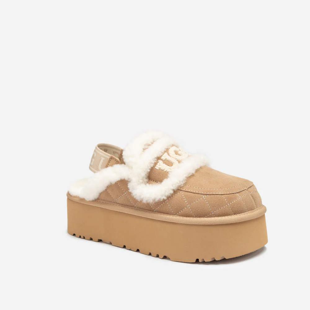 Ugg Violet Matelassé Shearling Super Platform (6cm) Slipper (Elastic Logo) (Detachable Feature)