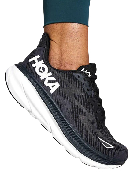 WOMEN'S HOKA CLIFTON 9 | BLACK / WHITE