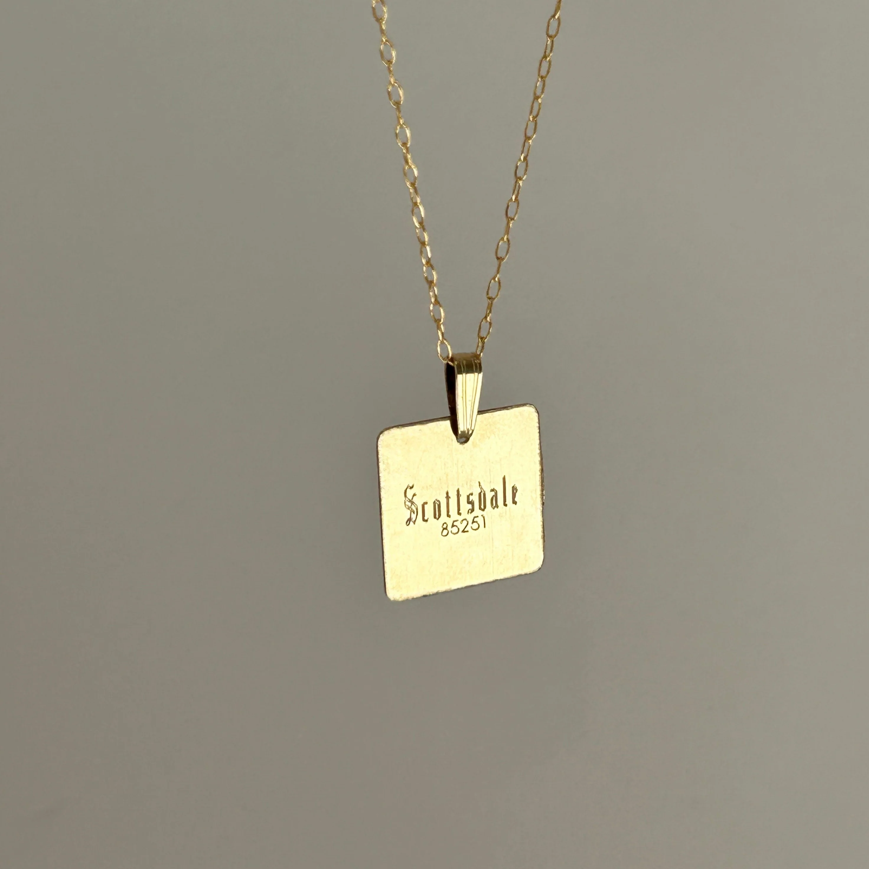 Gold Engraved Square Necklace
