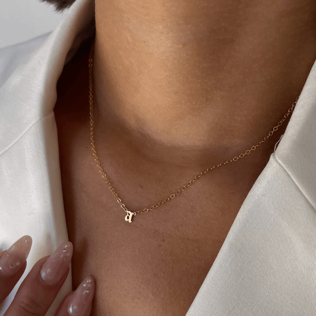Dainty Gothic Initial Necklace