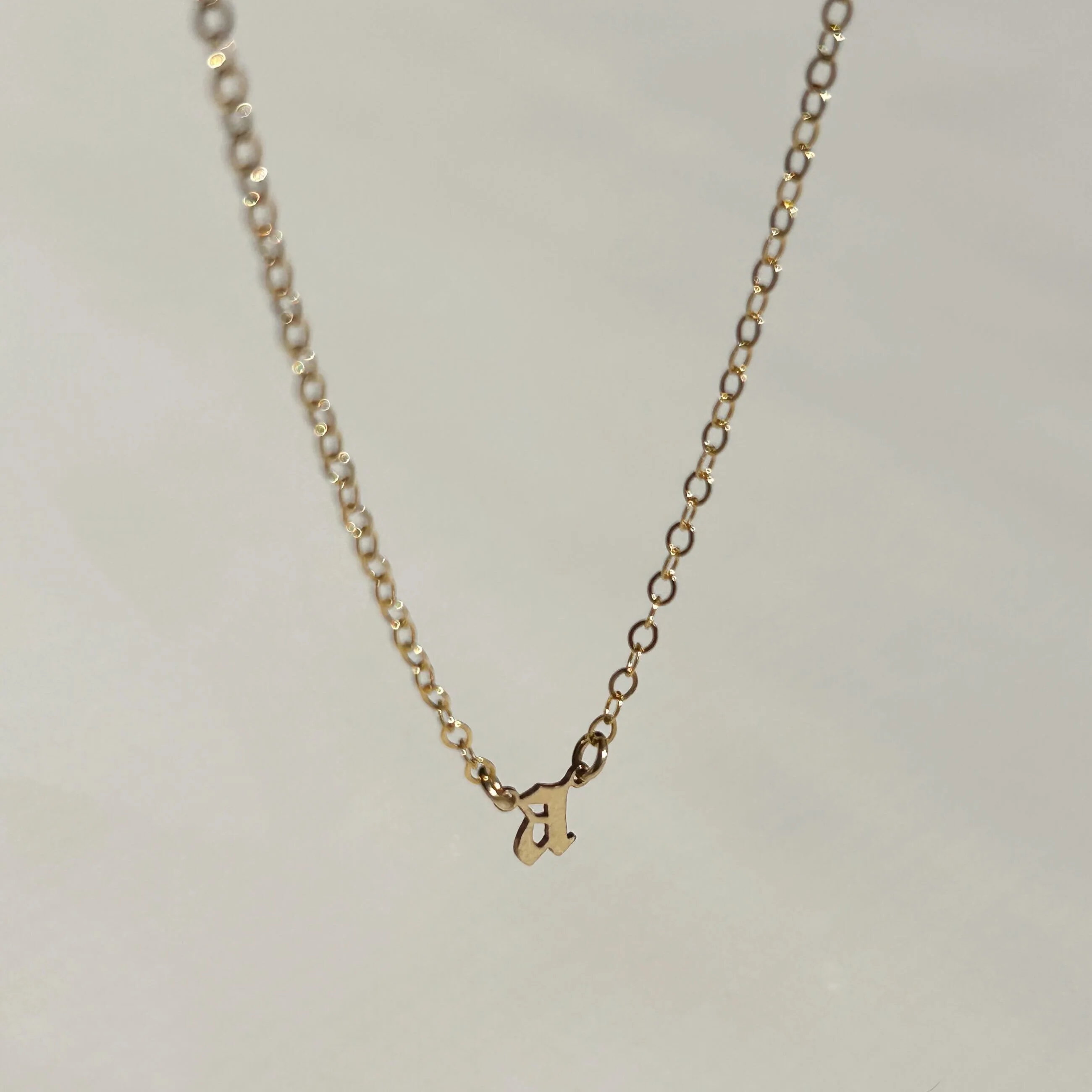 Dainty Gothic Initial Necklace