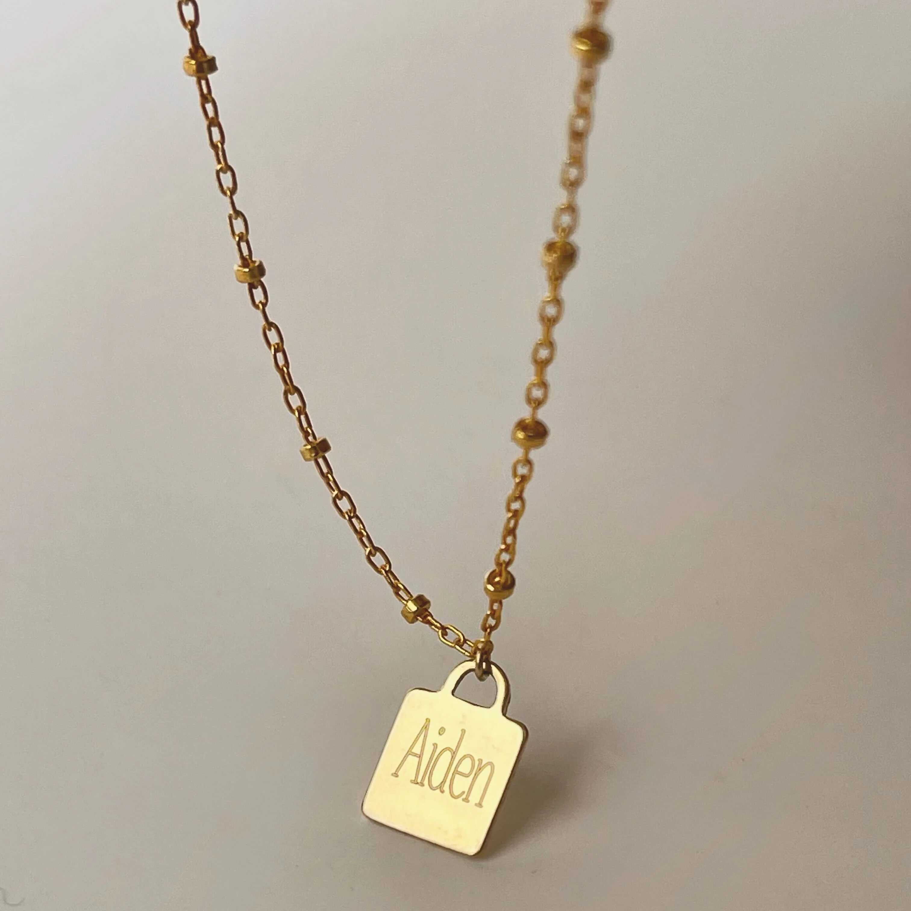 Gold Engraved Square Bracelet