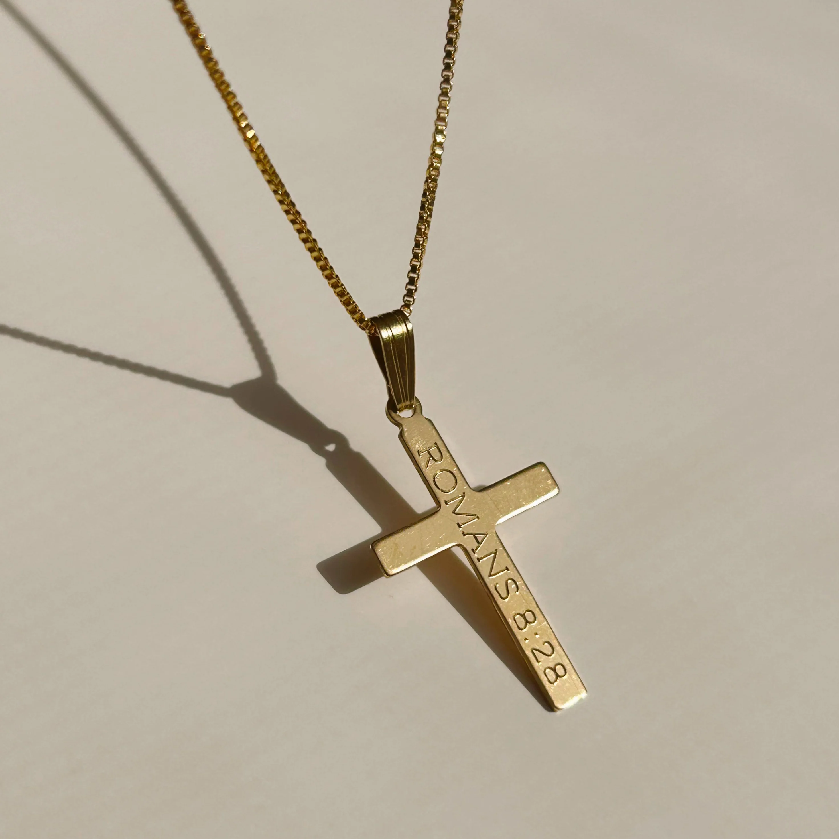 Gold Engraved Cross Necklace