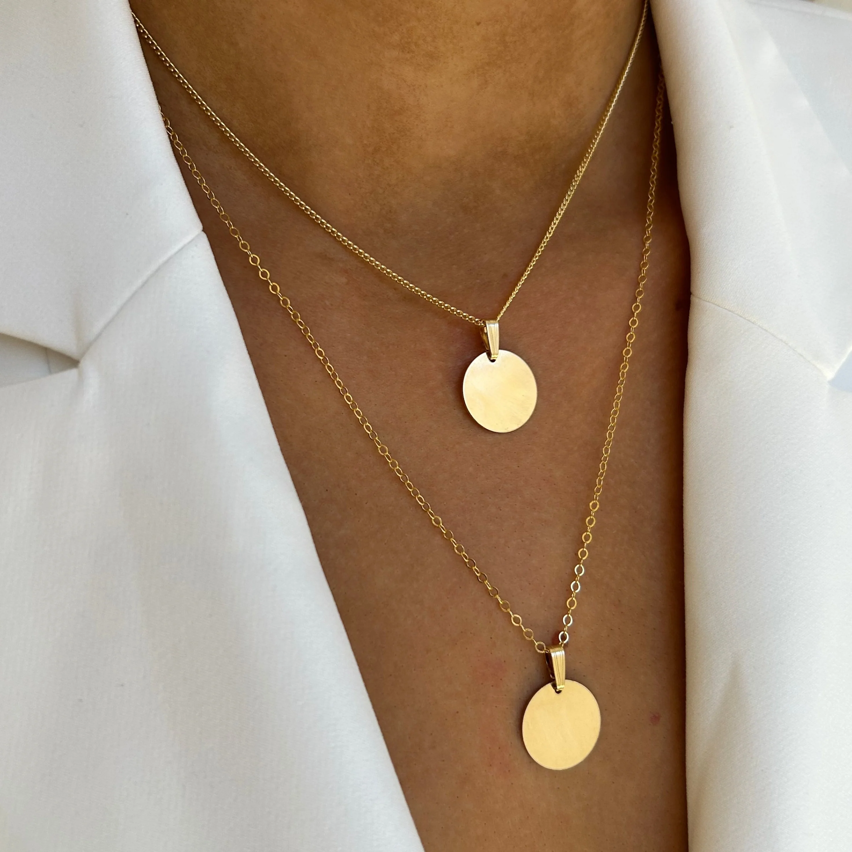 Gold Engraved Circle Necklace