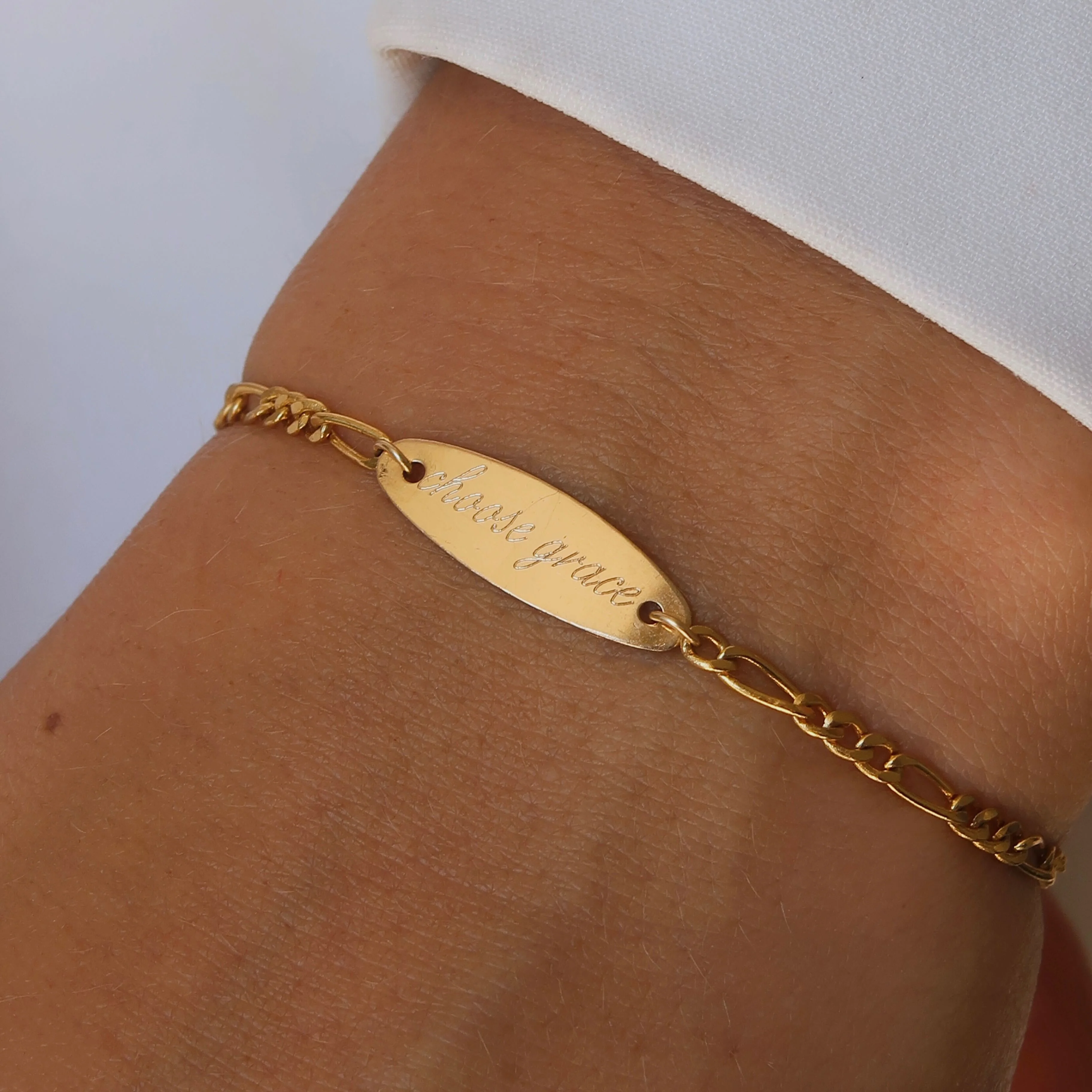 Gold Engraved Quote Bracelet