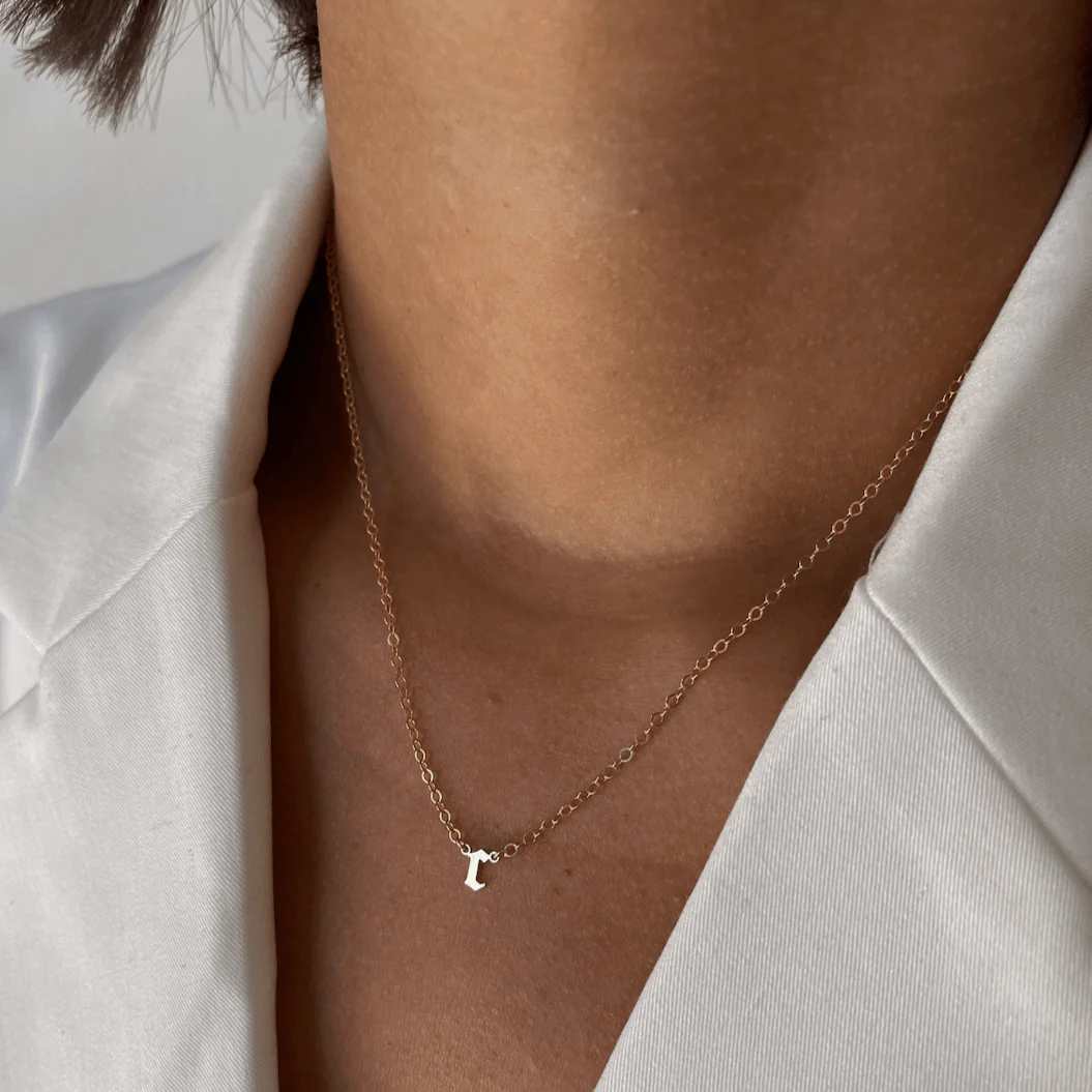 Dainty Gothic Initial Necklace