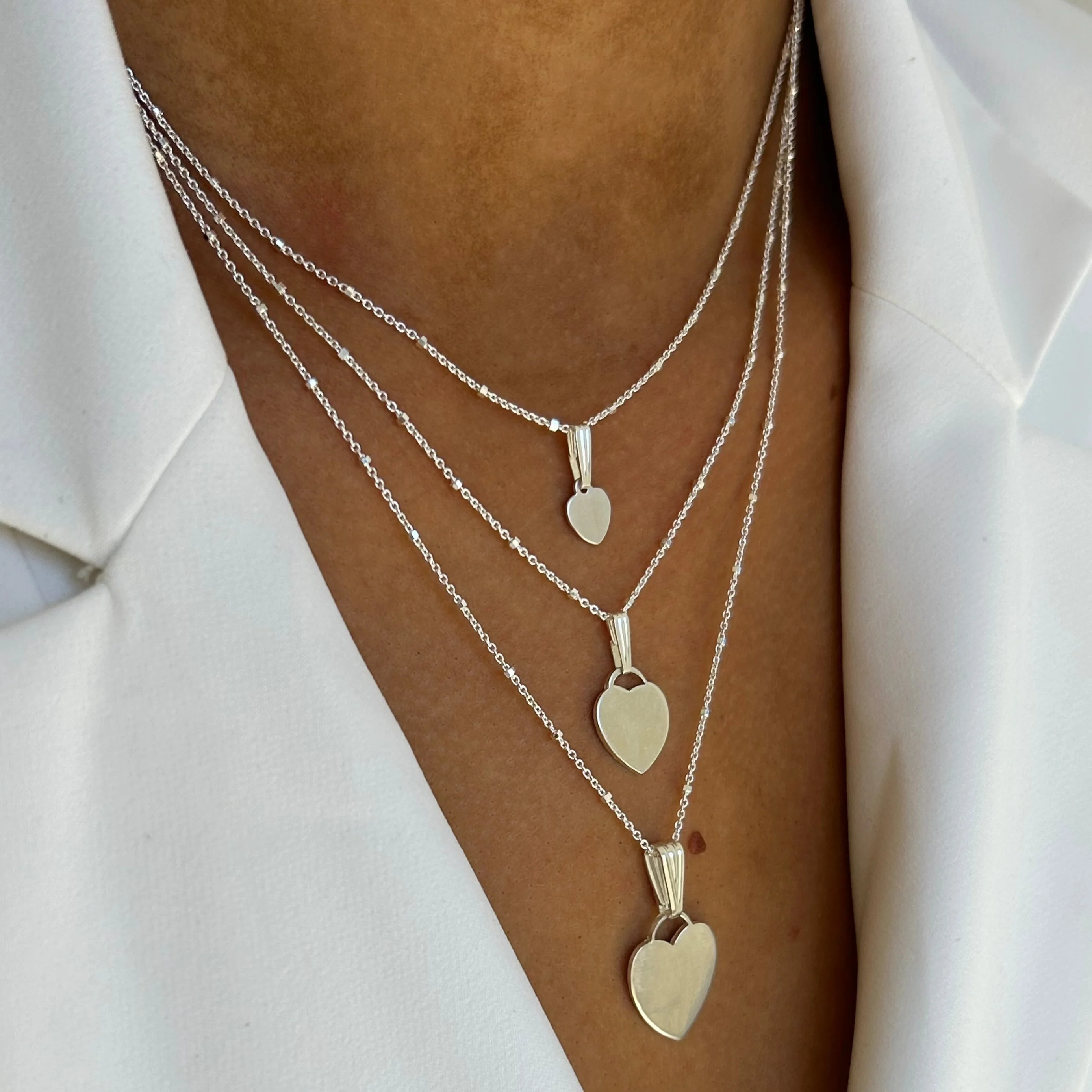 Silver Engraved Heart Necklace