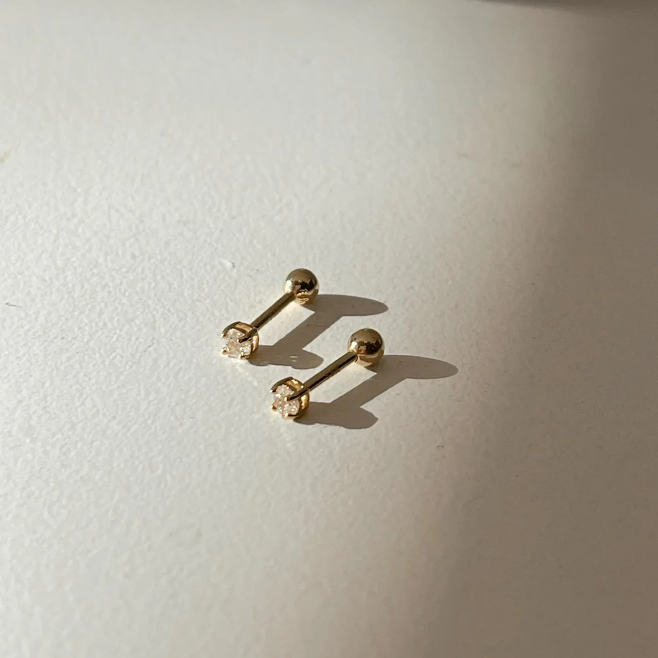 Ray of Light Solid Gold CZ Earrings