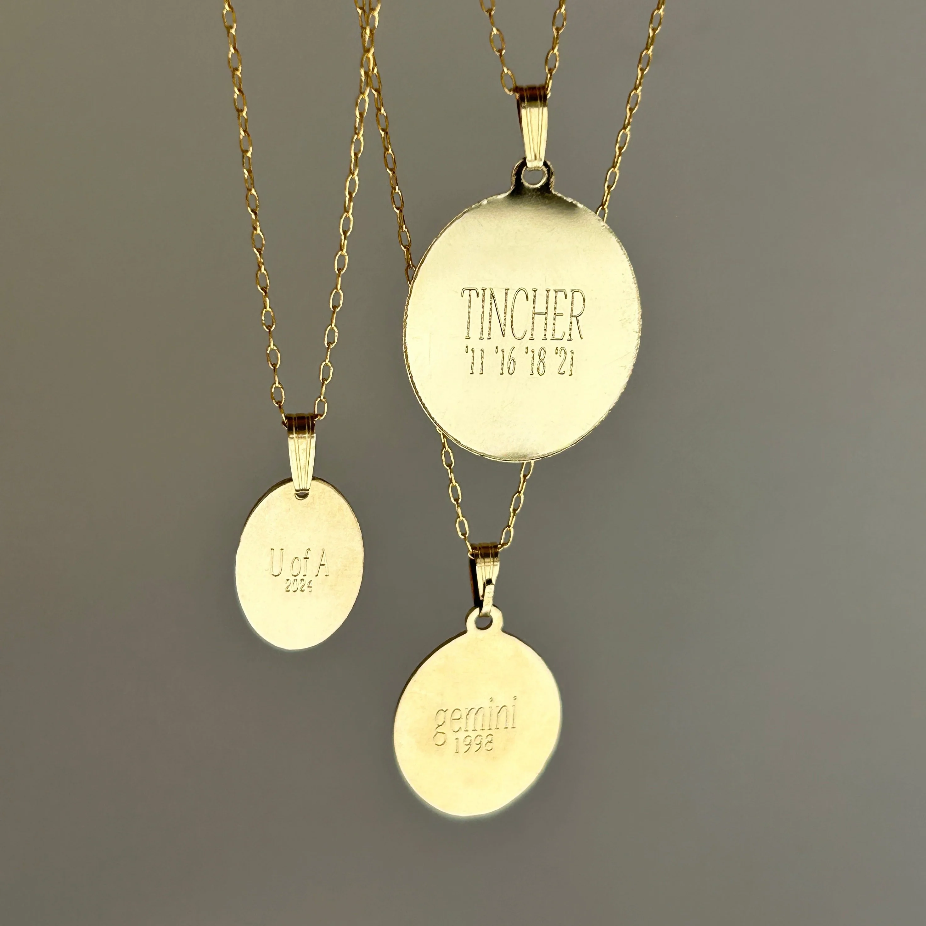 Gold Engraved Oval Necklace
