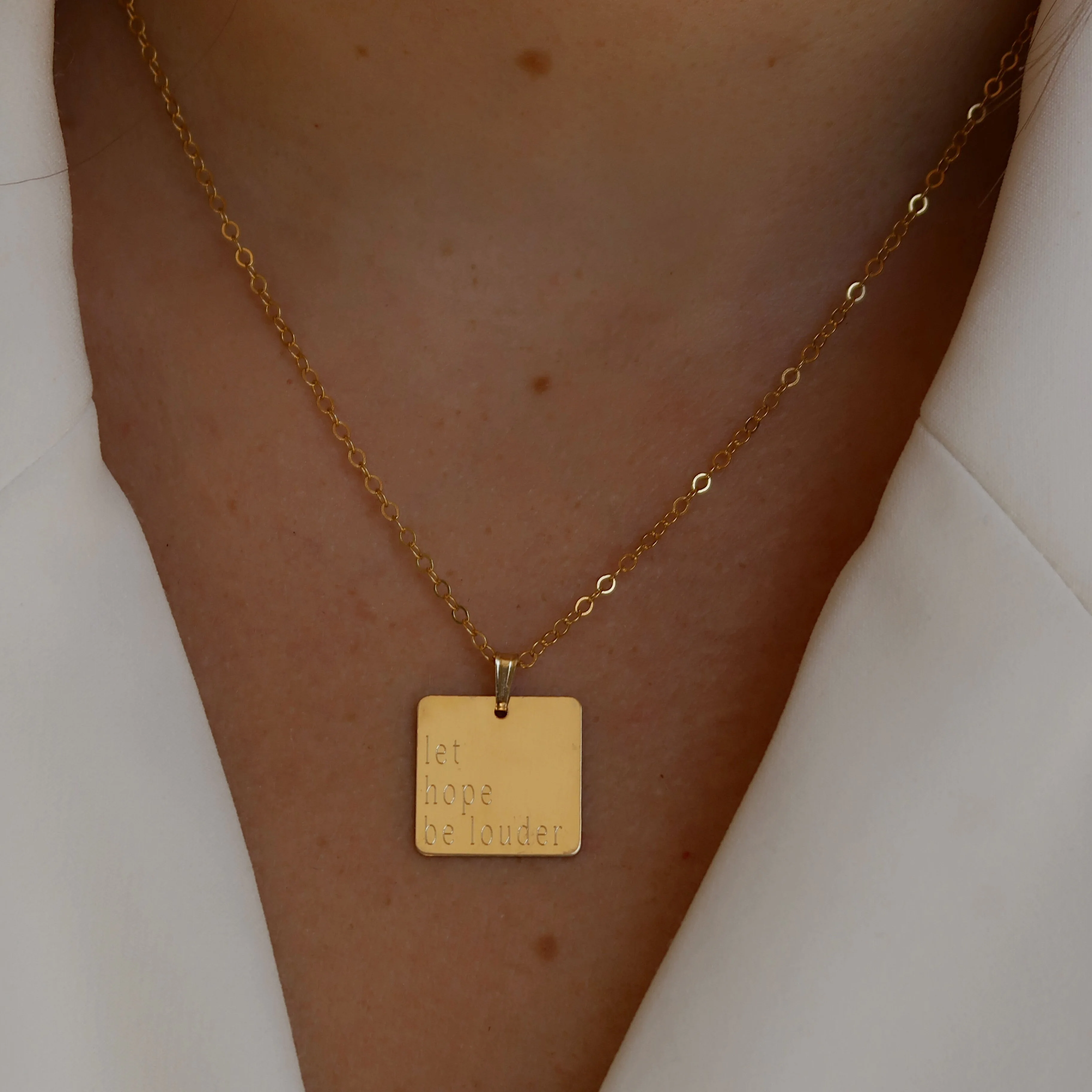 Gold Engraved Quote Necklace