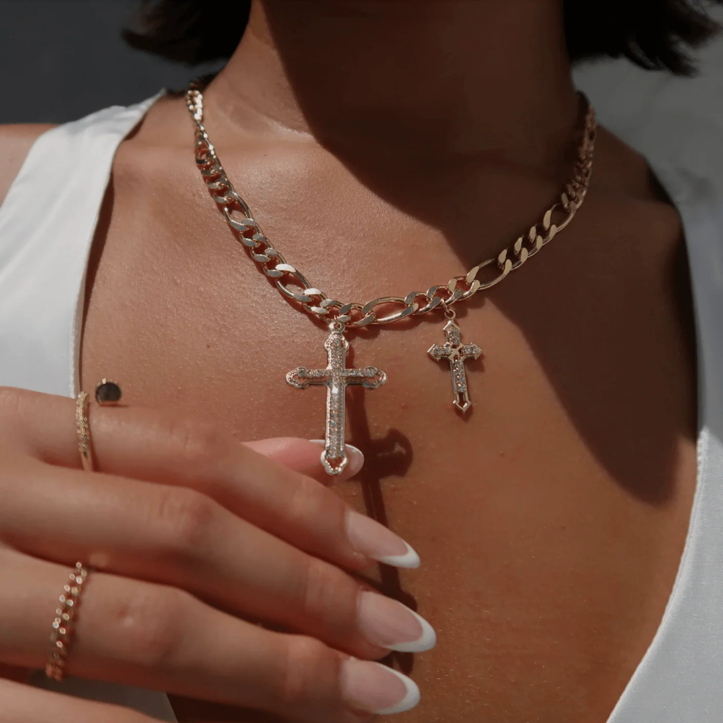 The Chosen One Double Cross Necklace