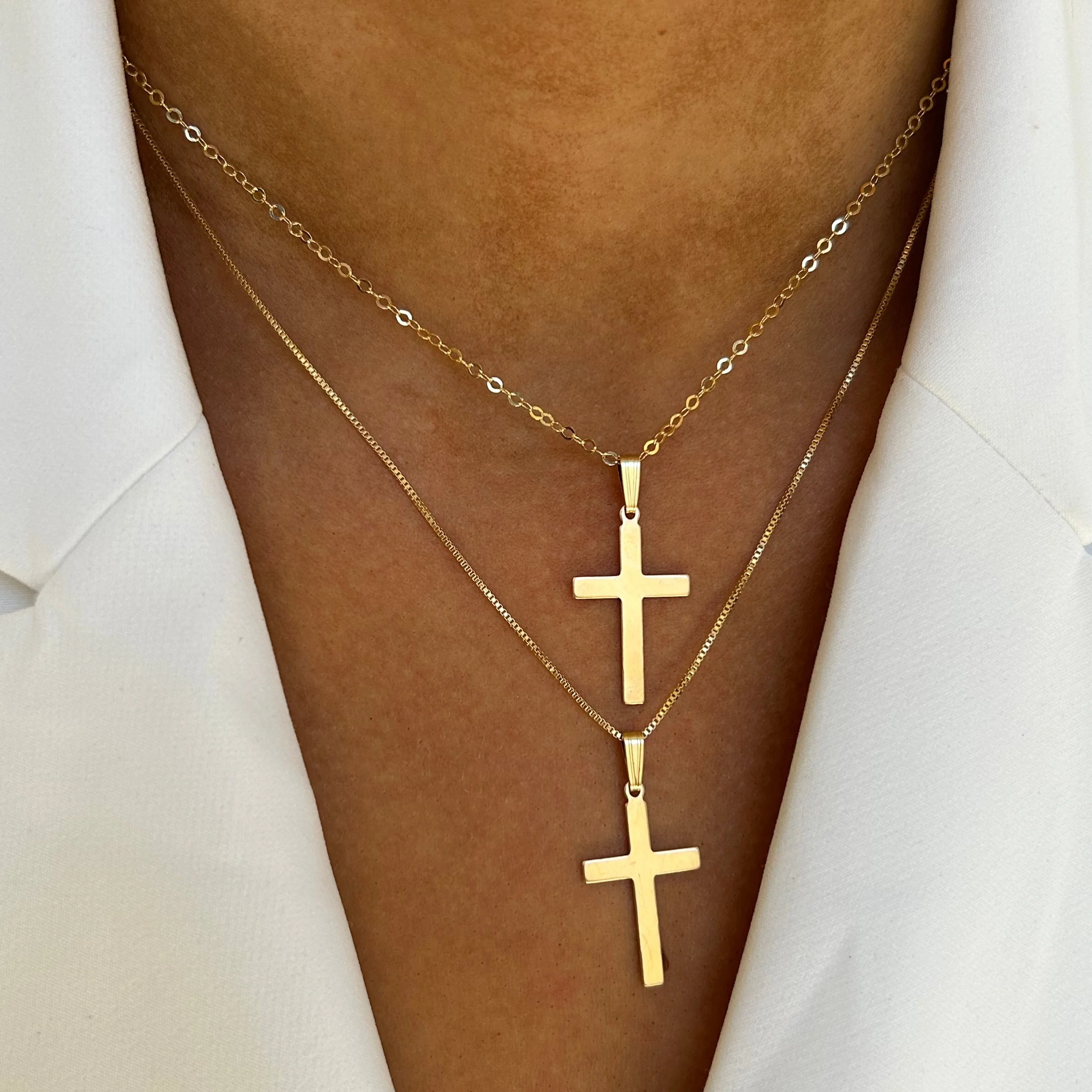 Gold Engraved Cross Necklace