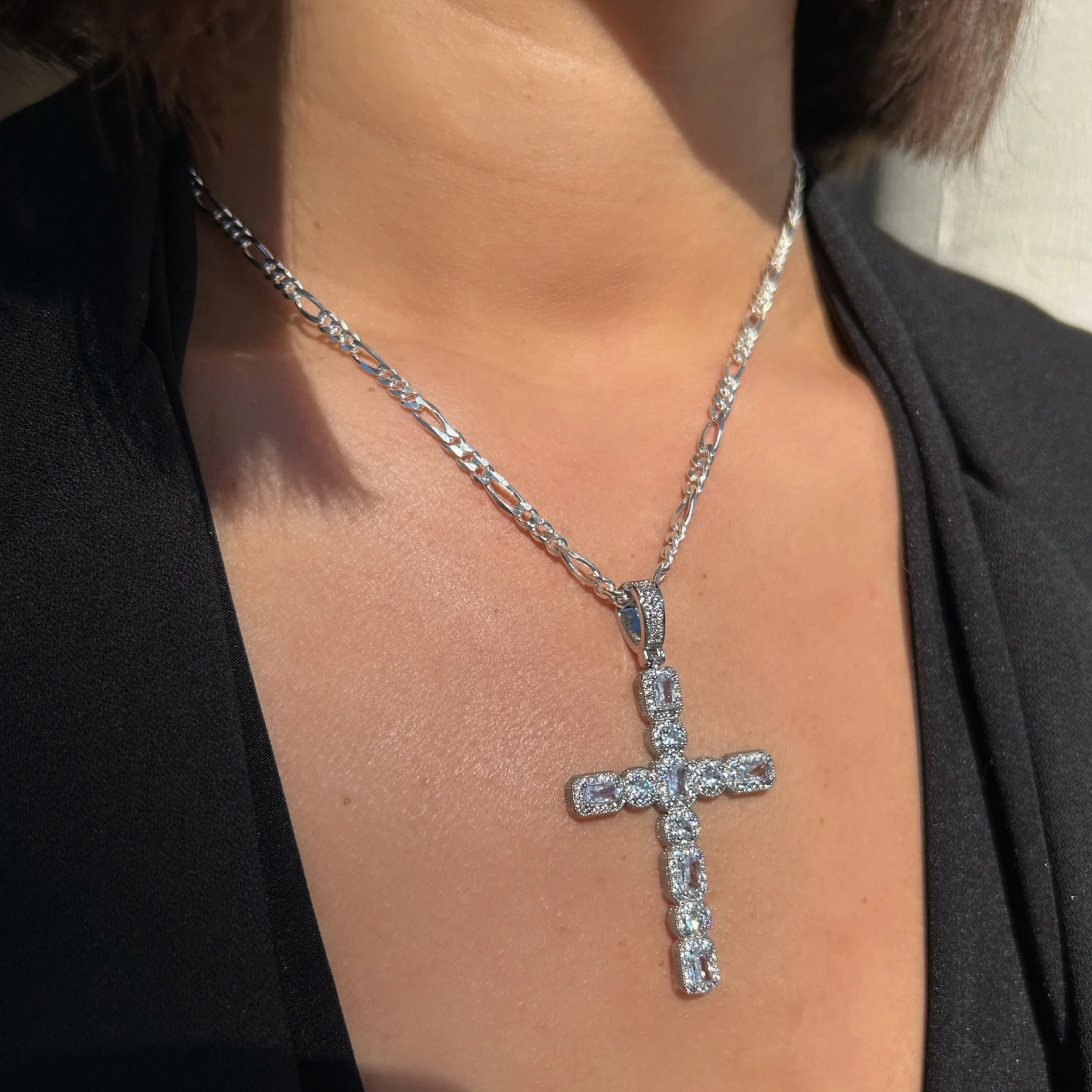 Hope CZ Cross Silver Necklace