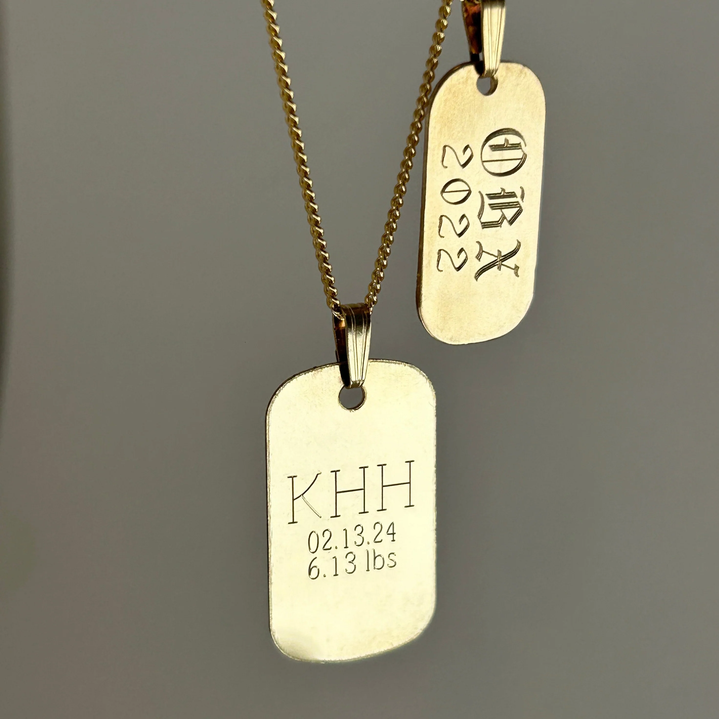 Gold Engraved Dog Tag Necklace