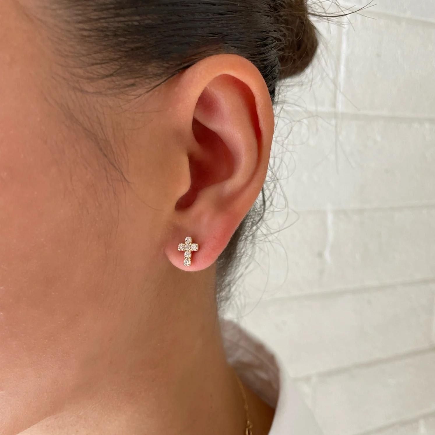 Holy Spirit Cross Studs Earrings