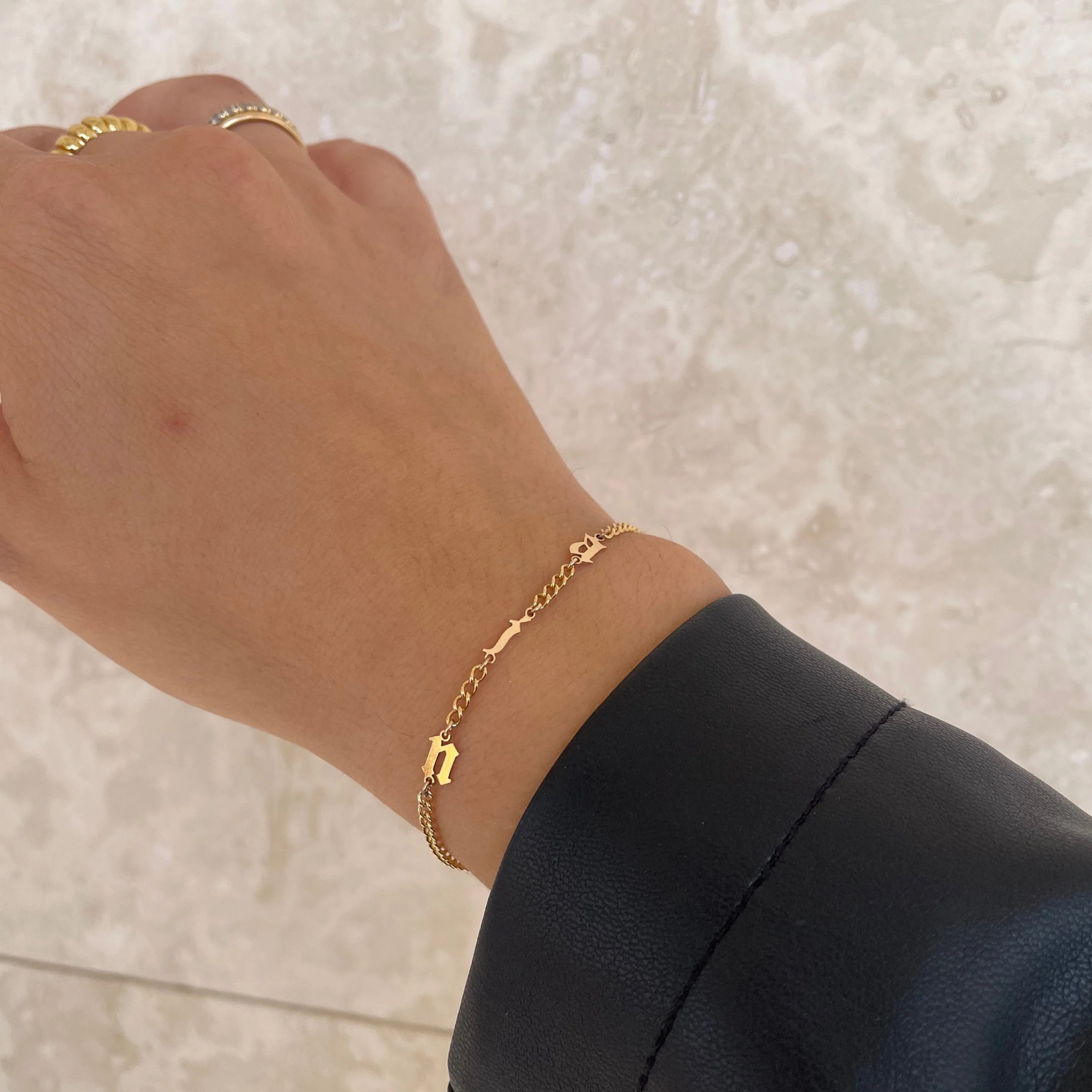 It Girl Gothic Initial Bracelet
