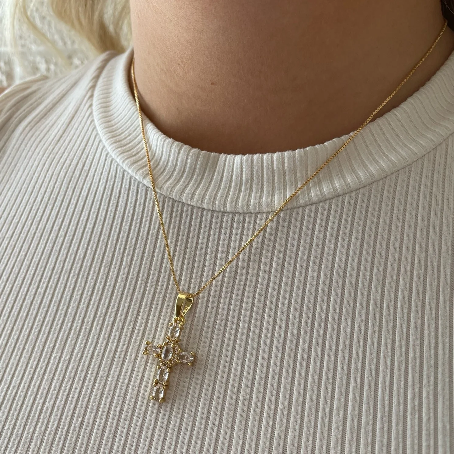 Hallelujah CZ Cross Necklace