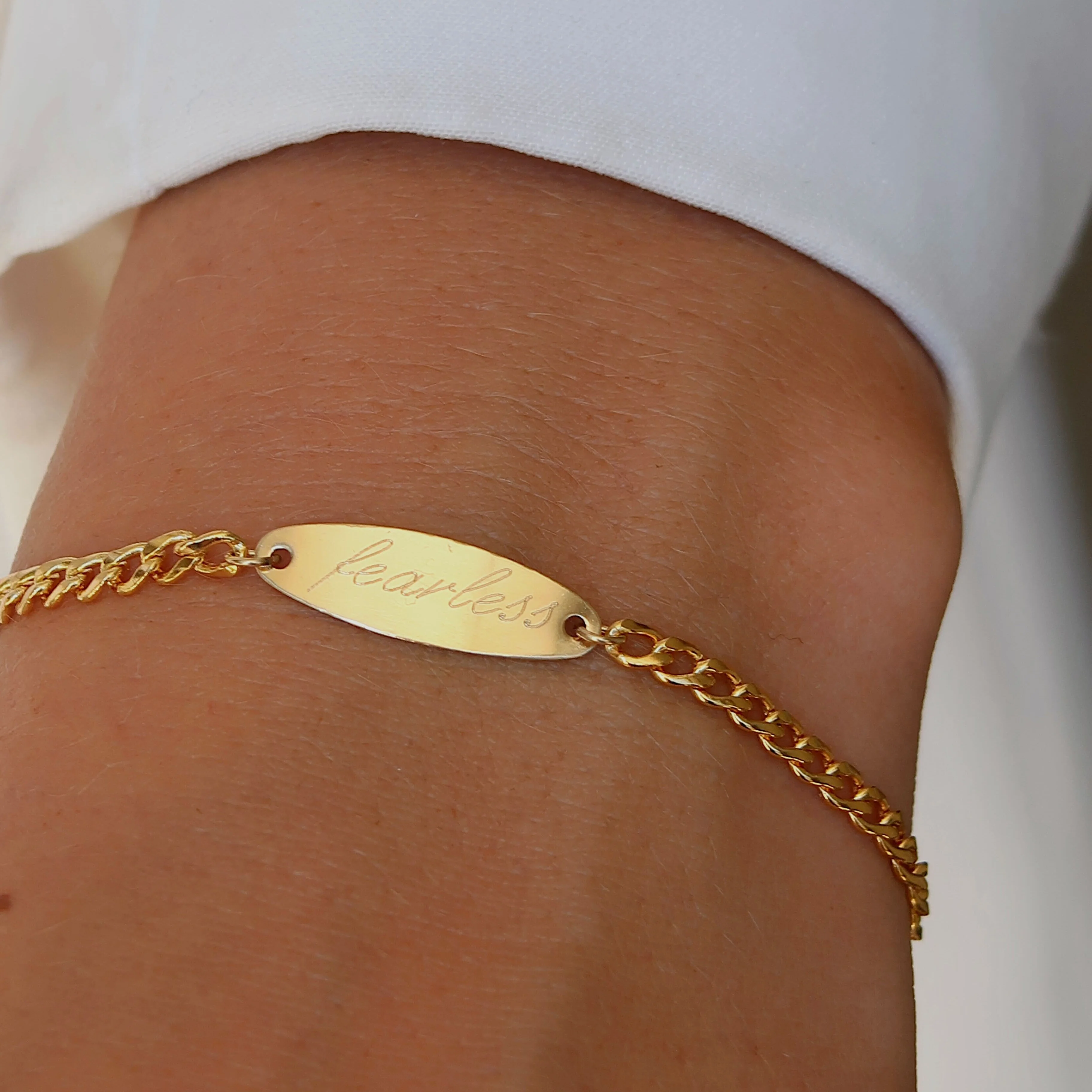 Gold Engraved Quote Bracelet