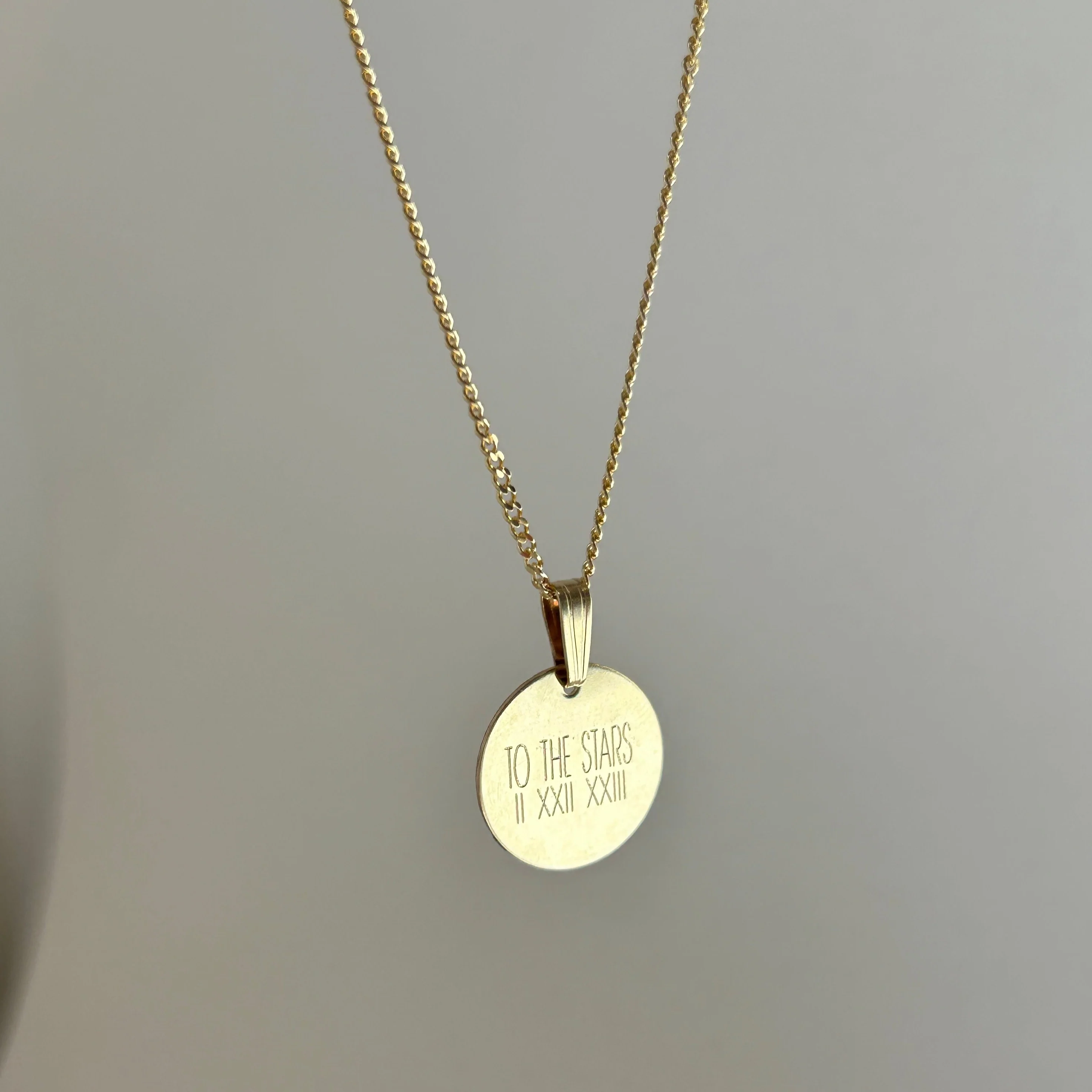 Gold Engraved Circle Necklace