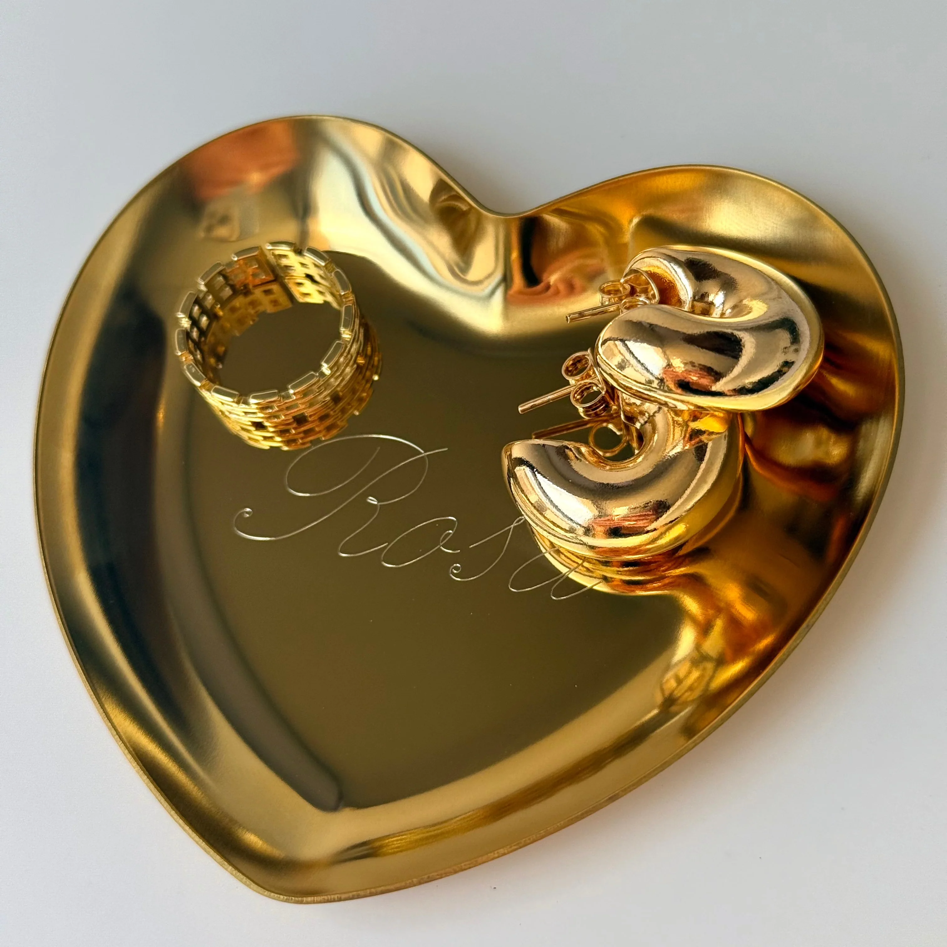 Gold Engraved Jewelry Tray