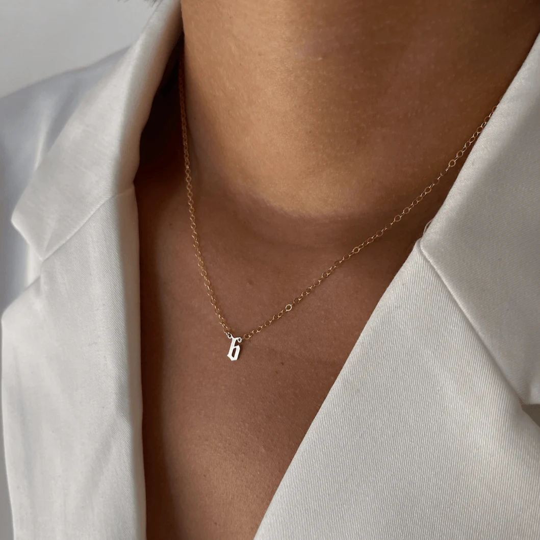 Dainty Gothic Initial Necklace