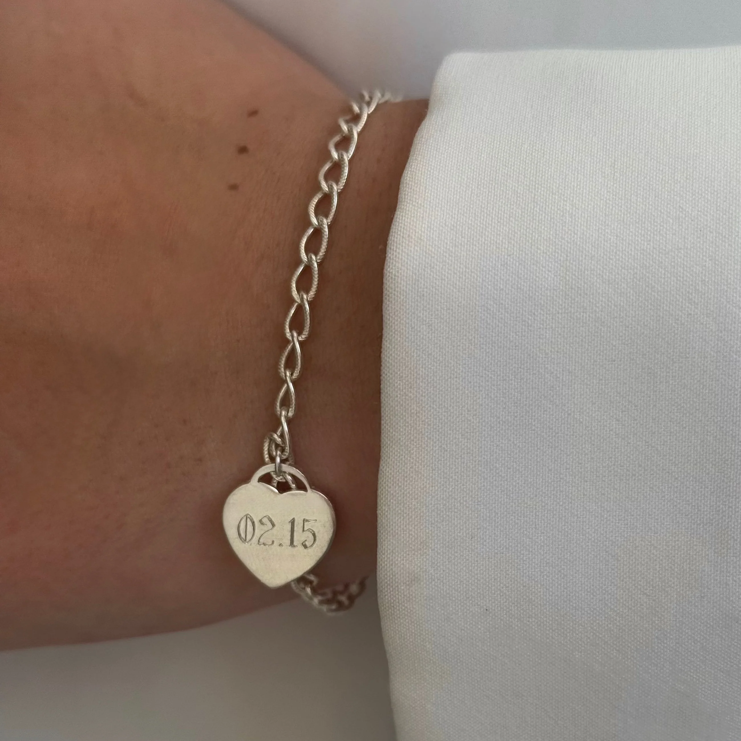 Silver Engraved Heart Bracelet