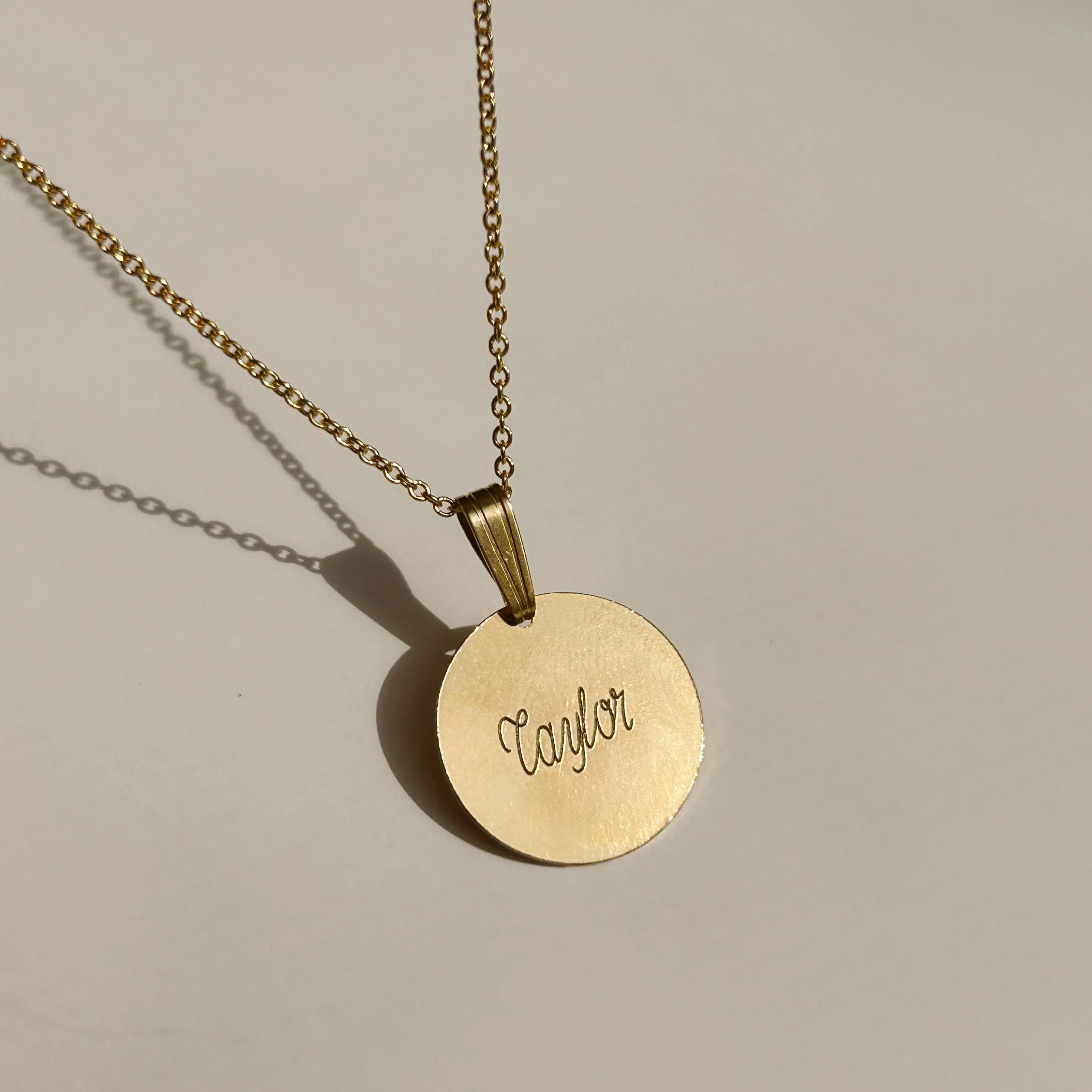 Gold Engraved Circle Necklace